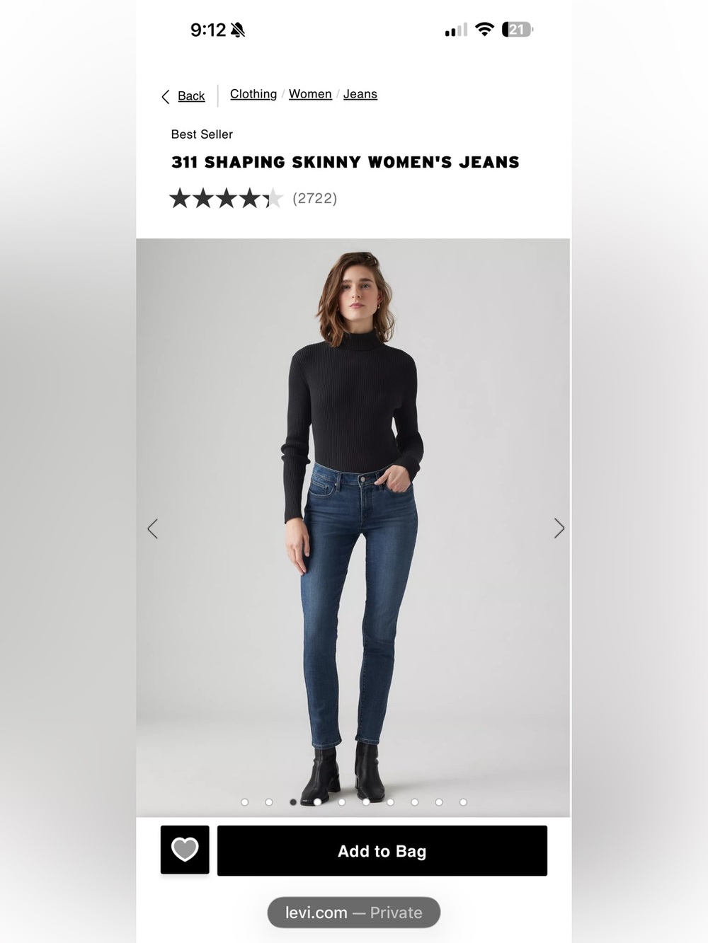 Levi's 311 Shaping Skinny Indigo Jeans with Contrast Stitching - Picture 5 of 10